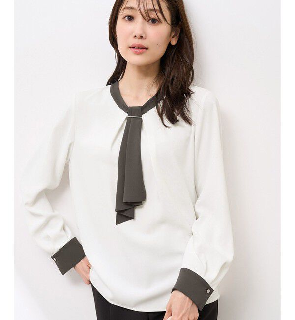Rope&rsquo;Picnic「【WEB限定カラー・サイズ】メタルパーツフロントフリルタイブラウス/通勤対応」|シャツ・ブラウス|