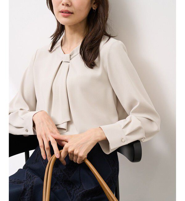 Rope&rsquo;Picnic「【WEB限定カラー・サイズ】メタルパーツフロントフリルタイブラウス/通勤対応」|シャツ・ブラウス|