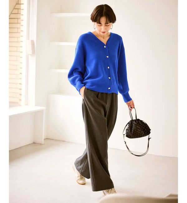 Rope&rsquo;Picnic「【新色追加】スフレニットシリーズ 変形メタルボタンミドル丈カーディガン/イージーケア・リンクコーデ」|カーディガン|