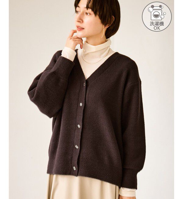 Rope&rsquo;Picnic「【新色追加】スフレニットシリーズ 変形メタルボタンミドル丈カーディガン/イージーケア・リンクコーデ」|カーディガン|ブラウン(20)