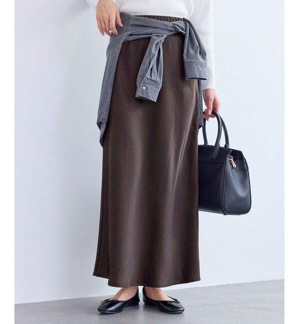 Rope&rsquo;Picnic「細見えバイアスサテンスカート/イージーケア」|スカート|