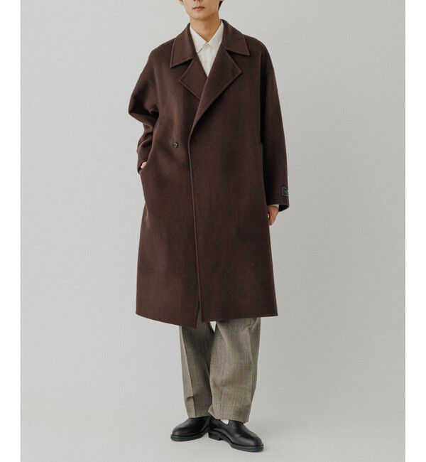 ADAM ET ROPE'「メリノウール ダブルフェイス セミダブルコート / マフラー付き」|ステンカラーコート|