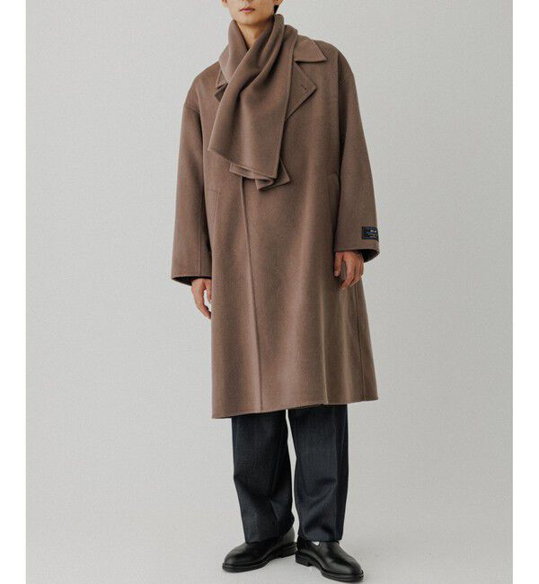 ADAM ET ROPE'「メリノウール ダブルフェイス セミダブルコート / マフラー付き」|ステンカラーコート|
