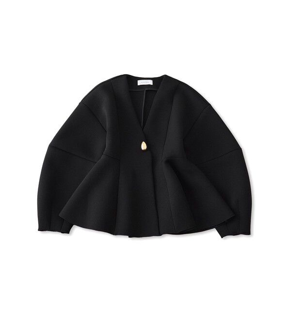 ADAM ET ROPE'「エッグブローチ付きペプラムカーディガン」|カーディガン|