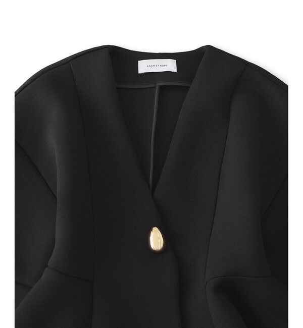 ADAM ET ROPE'「エッグブローチ付きペプラムカーディガン」|カーディガン|