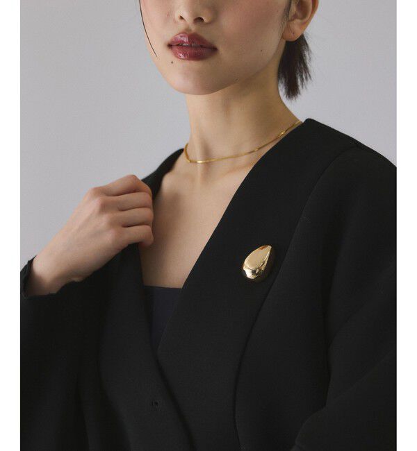 ADAM ET ROPE'「エッグブローチ付きペプラムカーディガン」|カーディガン|