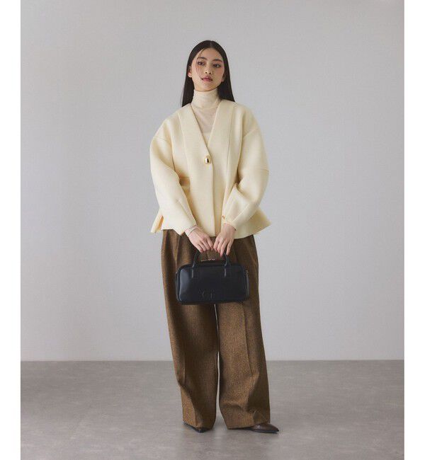 ADAM ET ROPE'「エッグブローチ付きペプラムカーディガン」|カーディガン|