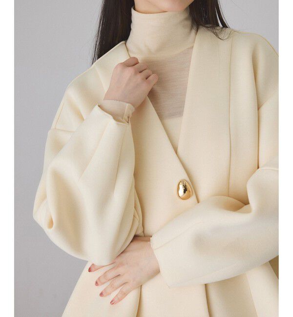 ADAM ET ROPE'「エッグブローチ付きペプラムカーディガン」|カーディガン|