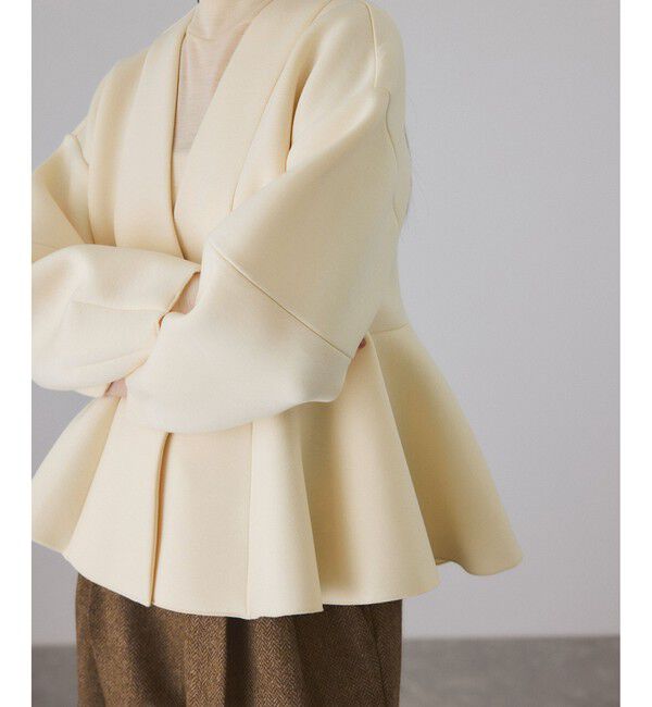 ADAM ET ROPE'「エッグブローチ付きペプラムカーディガン」|カーディガン|