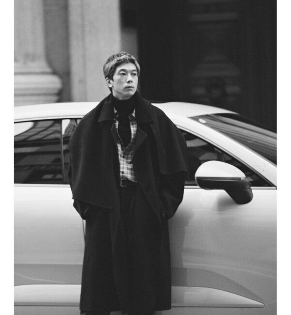 ADAM ET ROPE'「カシミヤ ダブルフェイス セミダブルコート / マフラー付き」|ステンカラーコート|