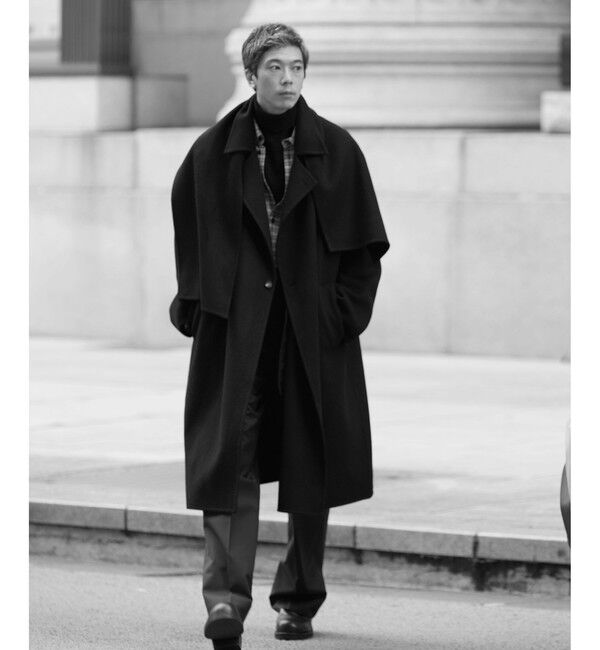 ADAM ET ROPE'「カシミヤ ダブルフェイス セミダブルコート / マフラー付き」|ステンカラーコート|