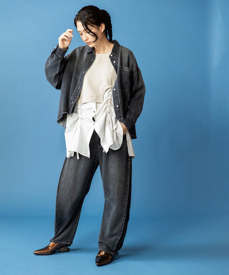  「ドローストリングシャツ切替プルオーバー」|シャツ・ブラウス|