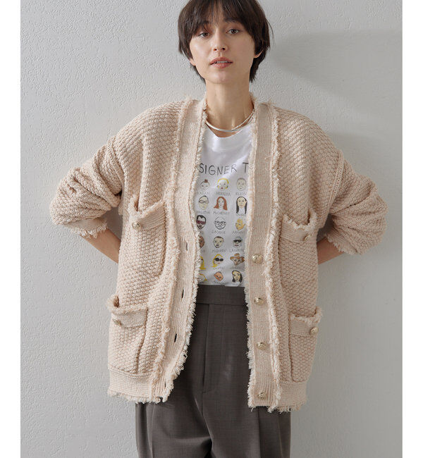  「TWEEDYニットジャケット2」|その他|ピンクベージュ