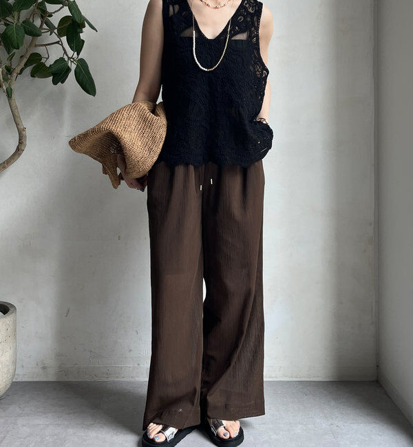  「刺繍前後2WAYレースタンク」|シャツ・ブラウス|