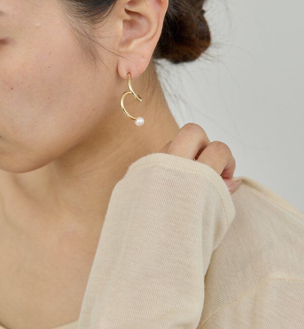  「スパイラルパールピアス」|リング|