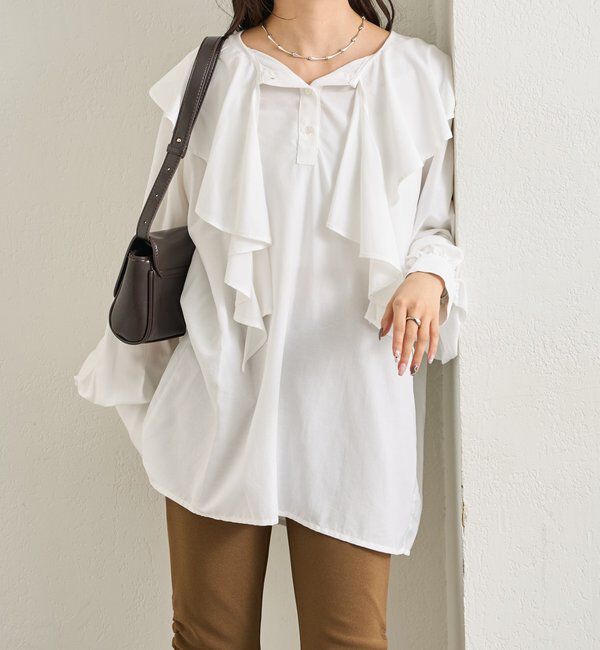  「ラッフルカラー ブラウス」|シャツ・ブラウス|