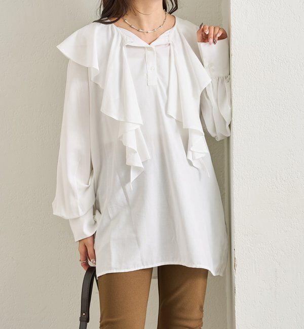  「ラッフルカラー ブラウス」|シャツ・ブラウス|