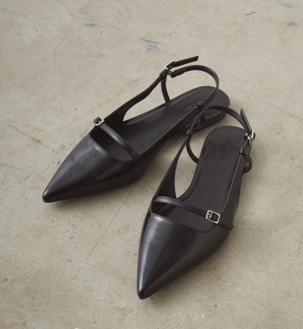  「【GALENA/ガレナ】ストラップポインテッドフラットパンプス」|その他|ブラック