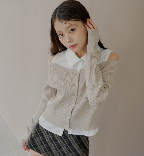  「シャツレイヤード2way カーディガン」|カーディガン|