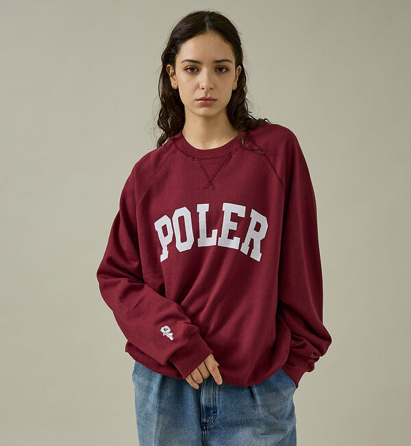 ABAHOUSE「【POLER/ポーラー】COLLEGE RAGLAN CREW スウェット/カレ」|スウェット・ジャージ|エンジ