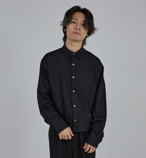 ABAHOUSE「【AH ABAHOUSE】 ロングスリーブ クロップドシャツ」|シャツ・ブラウス|ブラック