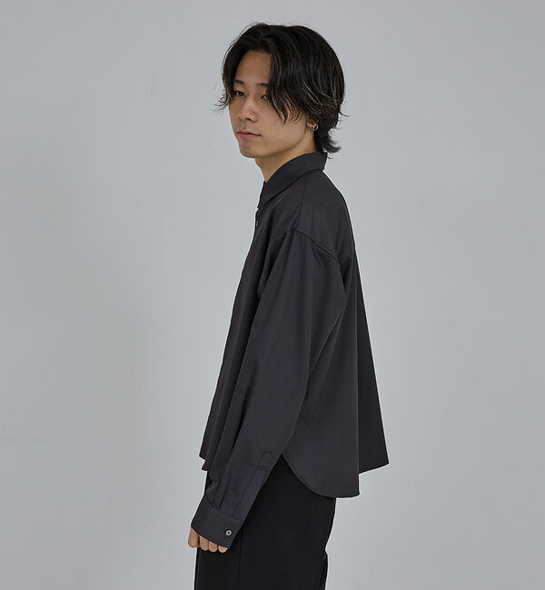 ABAHOUSE「【AH ABAHOUSE】 ロングスリーブ クロップドシャツ」|シャツ・ブラウス|チャコールグレー