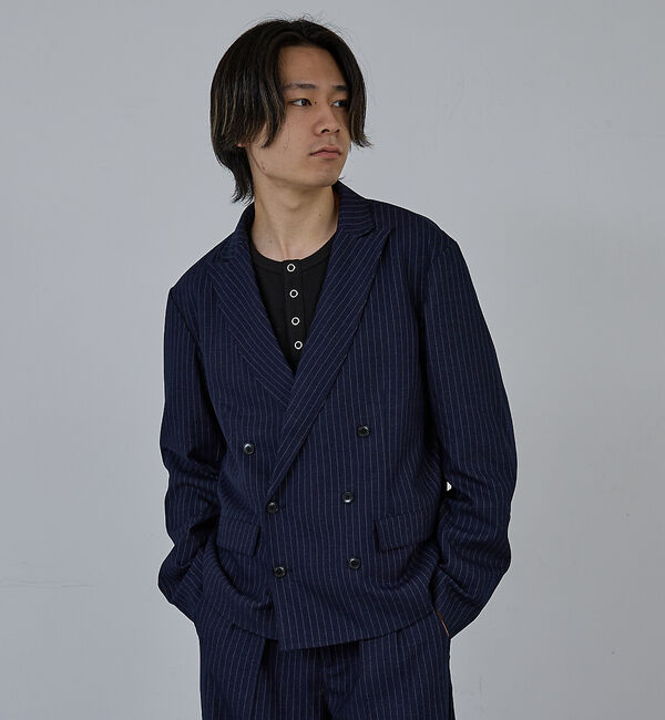 ABAHOUSE「【AH ABAHOUSE】クロップド ダブルテーラードジャケット / セットアッ」|その他|ブルー系その他1