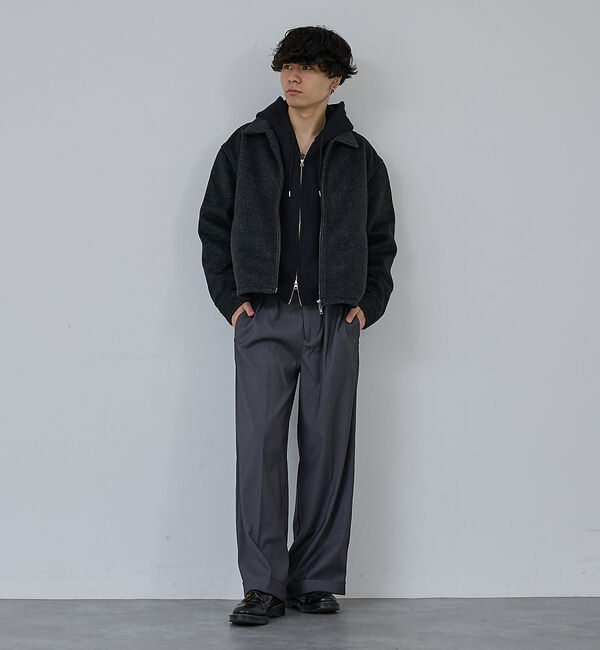 ABAHOUSE「【AH ABAHOUSE】クロップド ダブルジップアップ シャギーブルゾン」|ブルゾン・スタジャン|