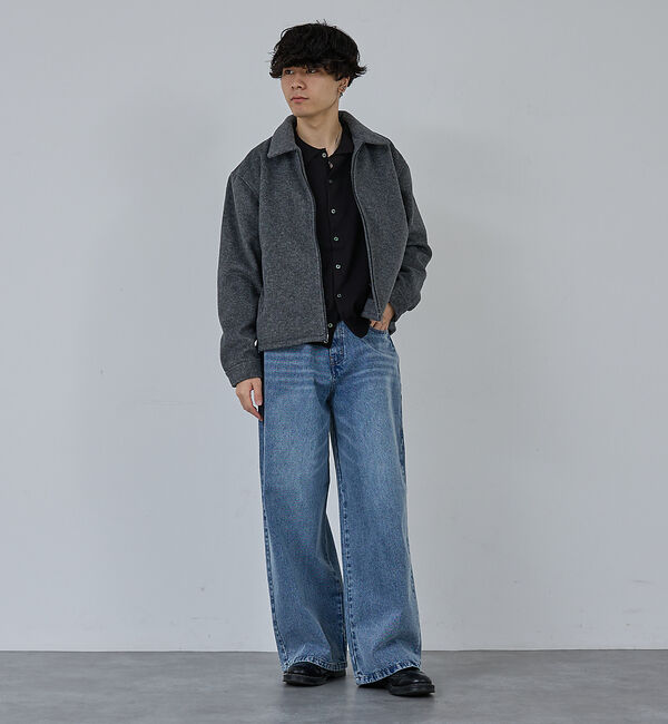 ABAHOUSE「【AH ABAHOUSE】クロップド ダブルジップアップ シャギーブルゾン」|ブルゾン・スタジャン|