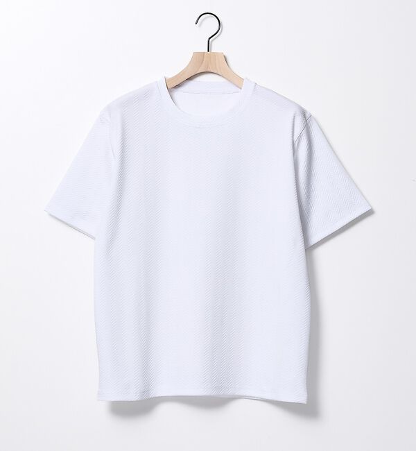 ABAHOUSE「ヘリンボーン ジャガード 半袖Tシャツ【予約】」|Tシャツ・カットソー|ホワイト
