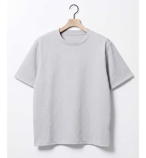 ABAHOUSE「ヘリンボーン ジャガード 半袖Tシャツ【予約】」|Tシャツ・カットソー|グレージュ