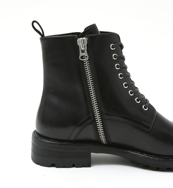 alfredoBANNISTER「ダブルジップ レースアップ レザー コンバット ブーツ」|ショートブーツ|