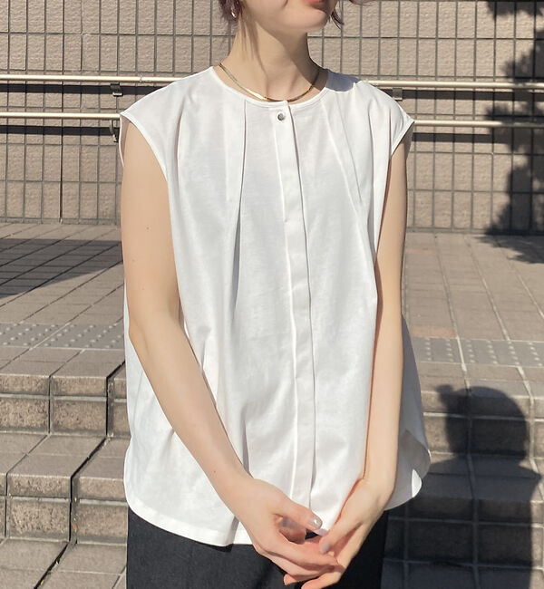 Rouge vif「タック入りノースリーブカットソーブラウス」|シャツ・ブラウス|