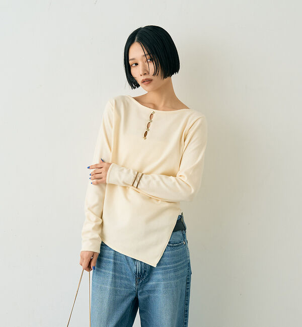 Rouge vif「【一部店舗限定】センターシーム ボートネックニットプルオーバー」|ニット・セーター|