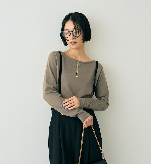 Rouge vif「【一部店舗限定】センターシーム ボートネックニットプルオーバー」|ニット・セーター|