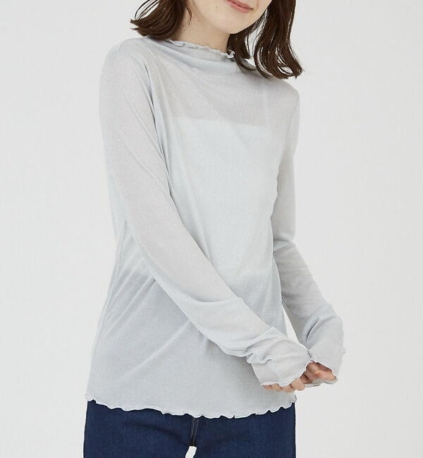 abahouse mavie「ラメメロウハイネックプルオーバー」|Tシャツ・カットソー|ホワイト