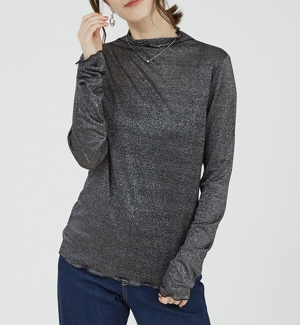 abahouse mavie「ラメメロウハイネックプルオーバー」|Tシャツ・カットソー|ブラック