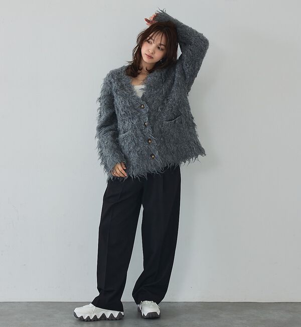 abahouse mavie「【スタッフ人気No1】シャギー起毛カーディガン/ニット/軽量/ガーリー/ふわふわ」|カーディガン|