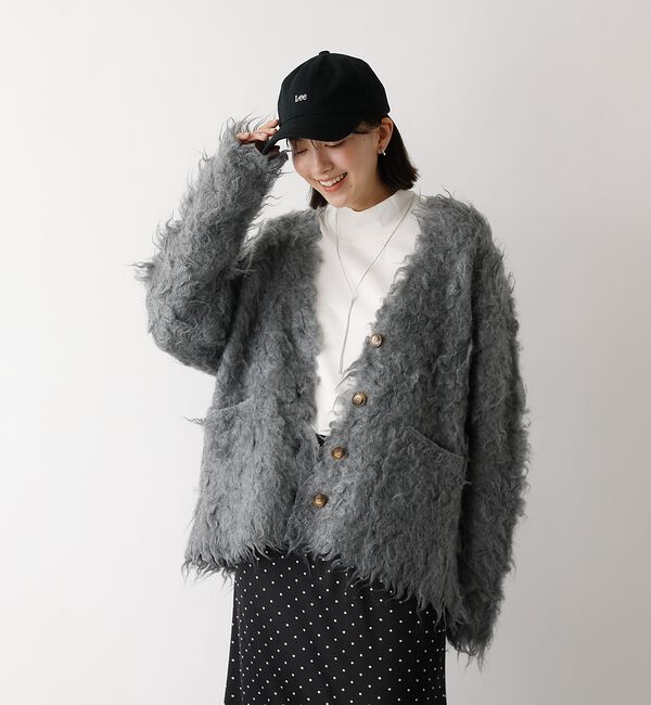 abahouse mavie「【スタッフ人気No1】シャギー起毛カーディガン/ニット/軽量/ガーリー/ふわふわ」|カーディガン|