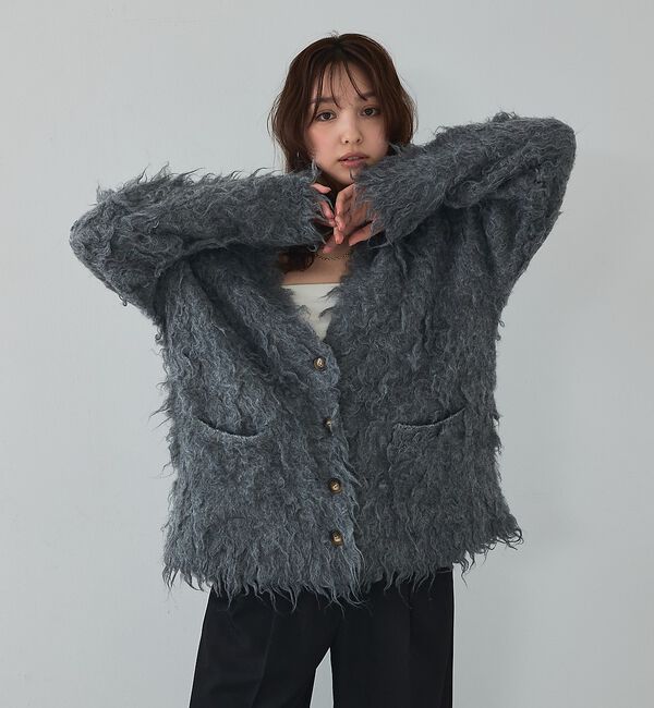 abahouse mavie「【スタッフ人気No1】シャギー起毛カーディガン/ニット/軽量/ガーリー/ふわふわ」|カーディガン|