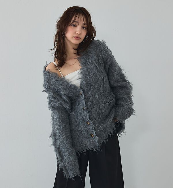 abahouse mavie「【スタッフ人気No1】シャギー起毛カーディガン/ニット/軽量/ガーリー/ふわふわ」|カーディガン|