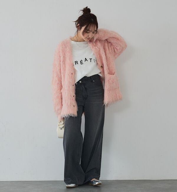 abahouse mavie「【スタッフ人気No1】シャギー起毛カーディガン/ニット/軽量/ガーリー/ふわふわ」|カーディガン|