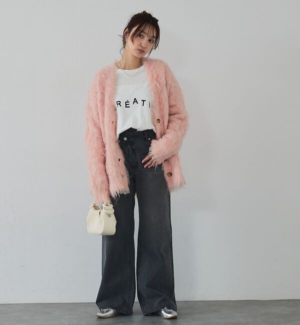 abahouse mavie「【スタッフ人気No1】シャギー起毛カーディガン/ニット/軽量/ガーリー/ふわふわ」|カーディガン|