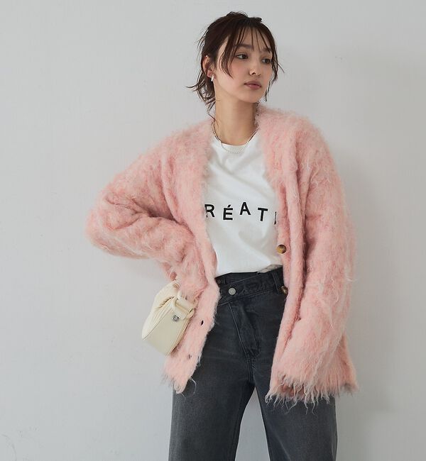 abahouse mavie「【スタッフ人気No1】シャギー起毛カーディガン/ニット/軽量/ガーリー/ふわふわ」|カーディガン|