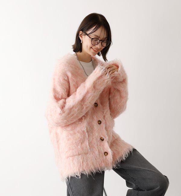 abahouse mavie「【スタッフ人気No1】シャギー起毛カーディガン/ニット/軽量/ガーリー/ふわふわ」|カーディガン|