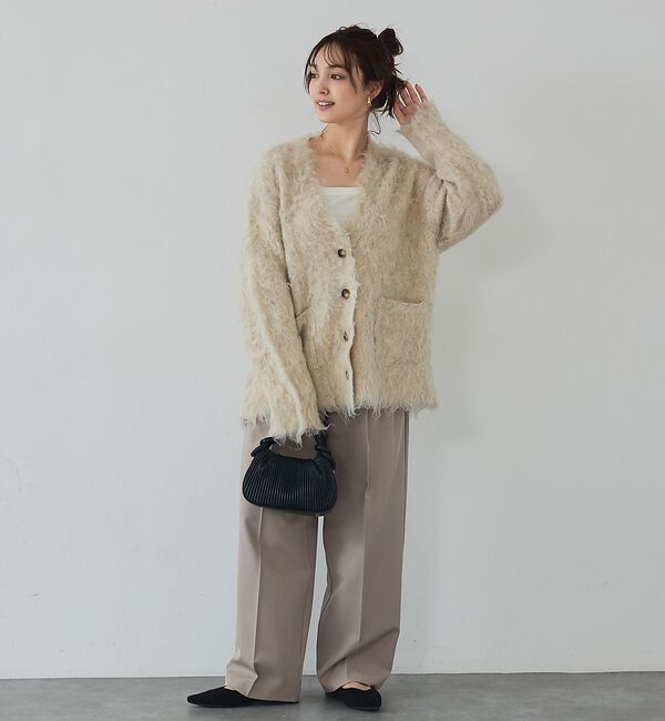 abahouse mavie「【スタッフ人気No1】シャギー起毛カーディガン/ニット/軽量/ガーリー/ふわふわ」|カーディガン|