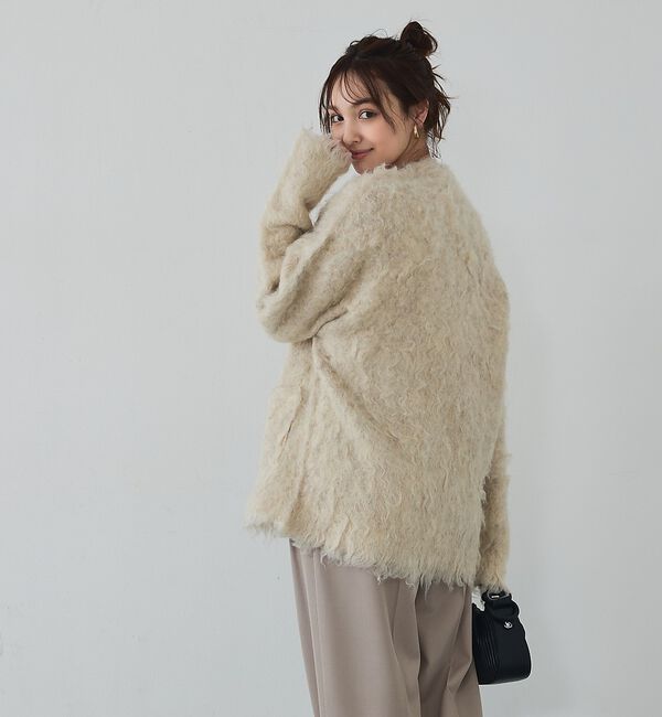 abahouse mavie「【スタッフ人気No1】シャギー起毛カーディガン/ニット/軽量/ガーリー/ふわふわ」|カーディガン|