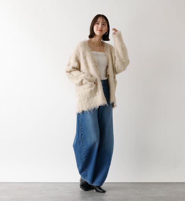 abahouse mavie「【スタッフ人気No1】シャギー起毛カーディガン/ニット/軽量/ガーリー/ふわふわ」|カーディガン|
