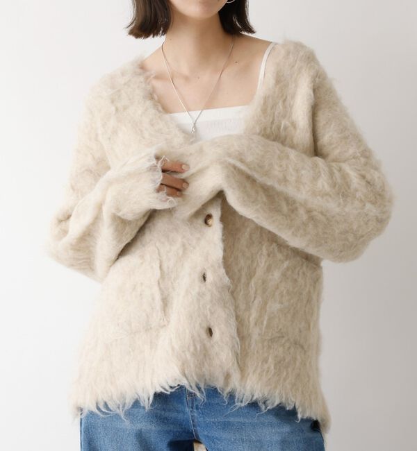 abahouse mavie「【スタッフ人気No1】シャギー起毛カーディガン/ニット/軽量/ガーリー/ふわふわ」|カーディガン|