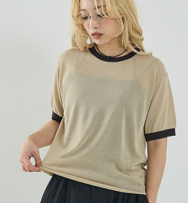 NOMINE「リンガー ニット Tシャツ【予約】」|Tシャツ・カットソー|ベージュ